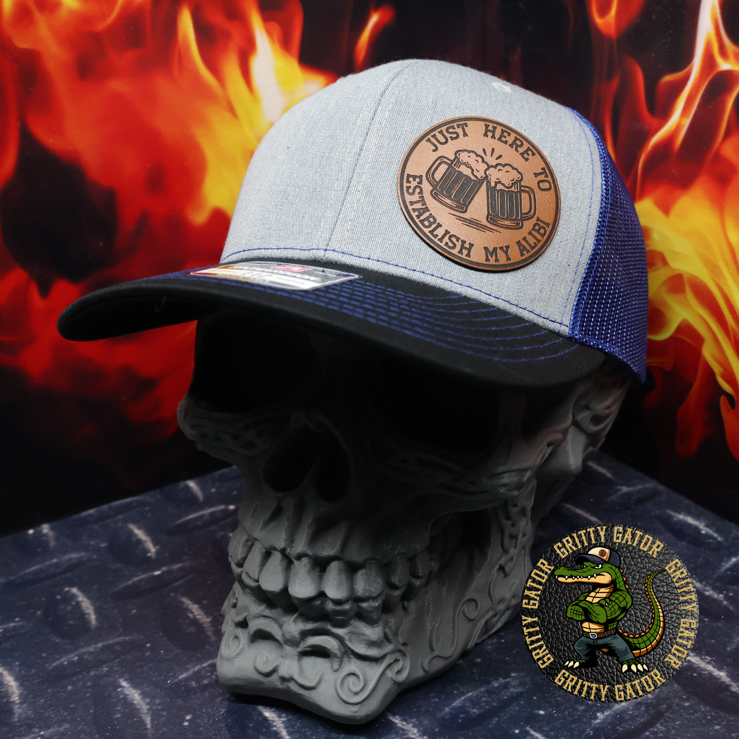 Just Here to Establish My Alibi Patch Hat