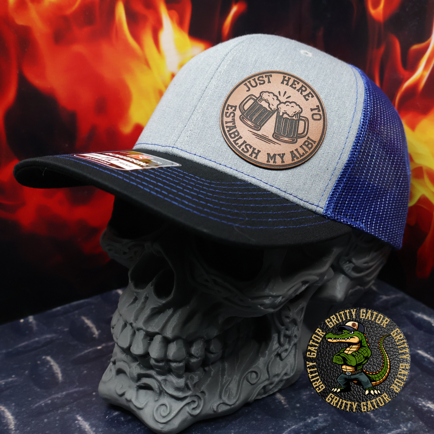 Just Here to Establish My Alibi Patch Hat