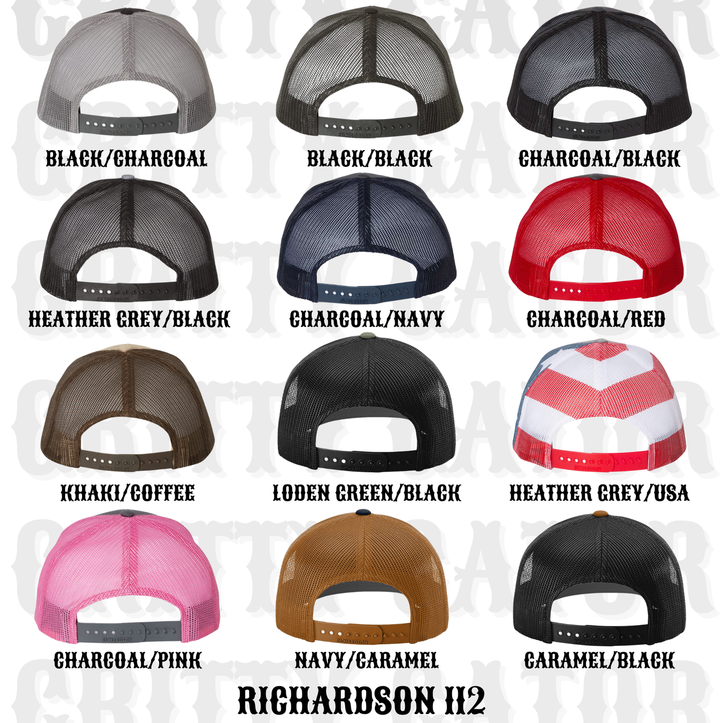 Richardson 112 Trucker Hat Colors (Back)