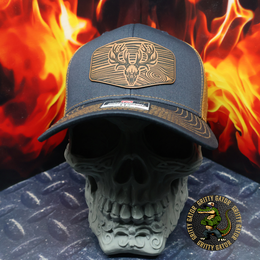 Deer Skull Wood Grain Patch Hat