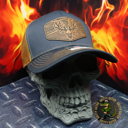Deer Skull Wood Grain Patch Hat