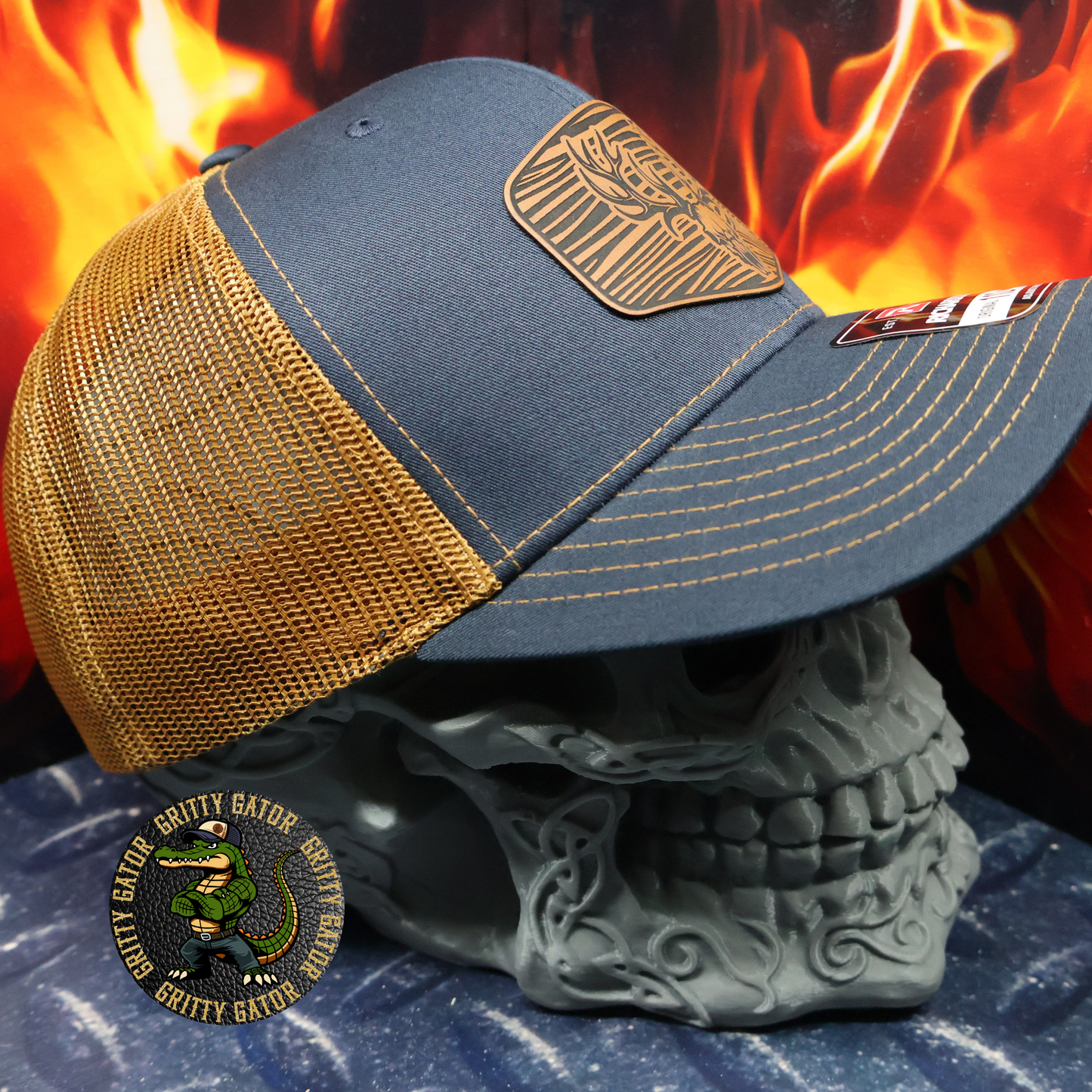 Deer Skull Wood Grain Patch Hat