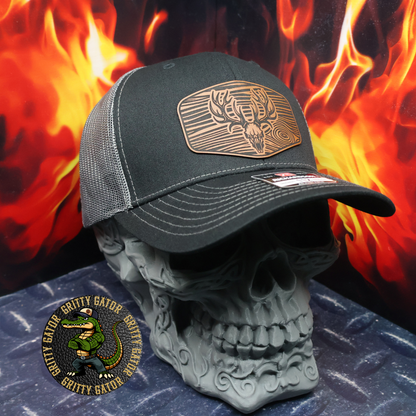 Deer Skull Wood Grain Patch Hat